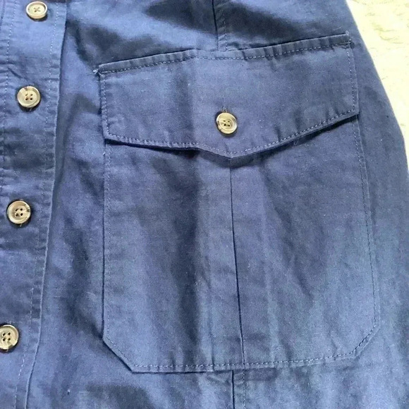 Banana Republic NWT Skirt Women’s 10 Navy Blue Front Button Linen Blend Mini - Picture 8 of 11